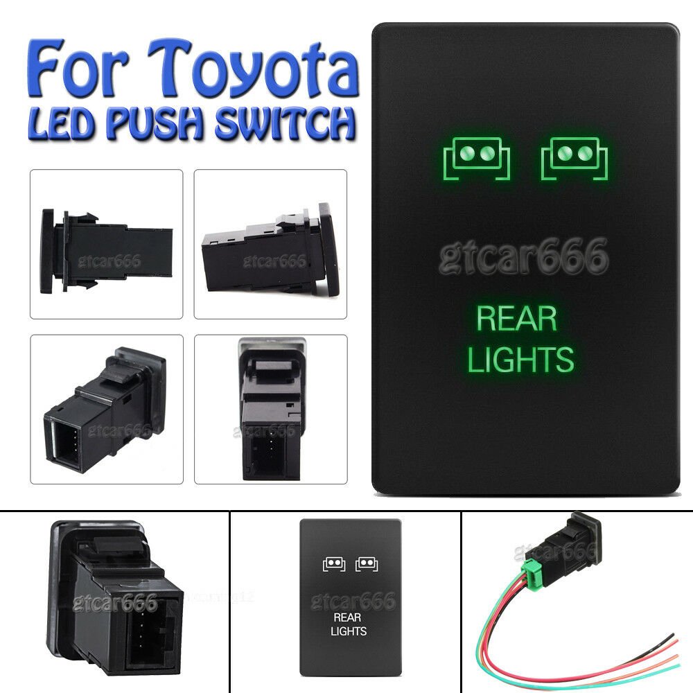 12V 3A ON-OFF Green LED Push Switch Rear Light For Toyota Tundra 4Runner 2010-up