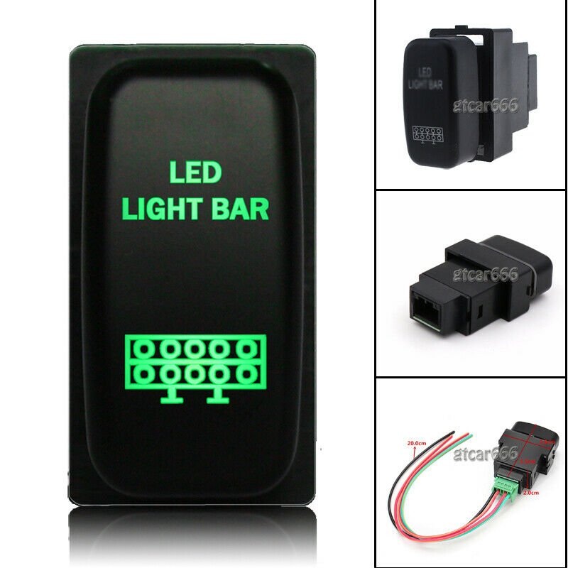 LED LIGHT BAR ON-OFF GREEN LED Push Switch For Mitsubishi Pajero Triton Galant