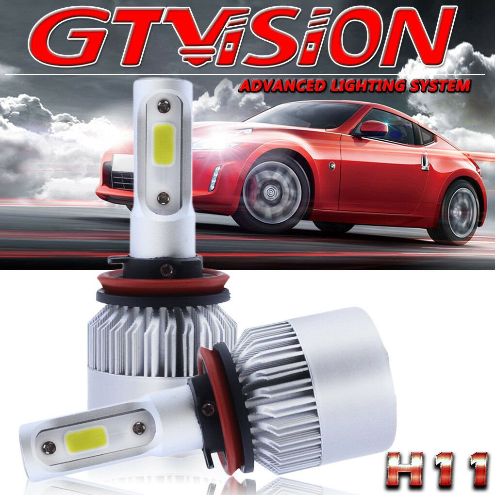 2pcs H11 H8 H9 LED Headlight Bulbs Kit 6000K Cool White Light Low Beam Lamp Kit