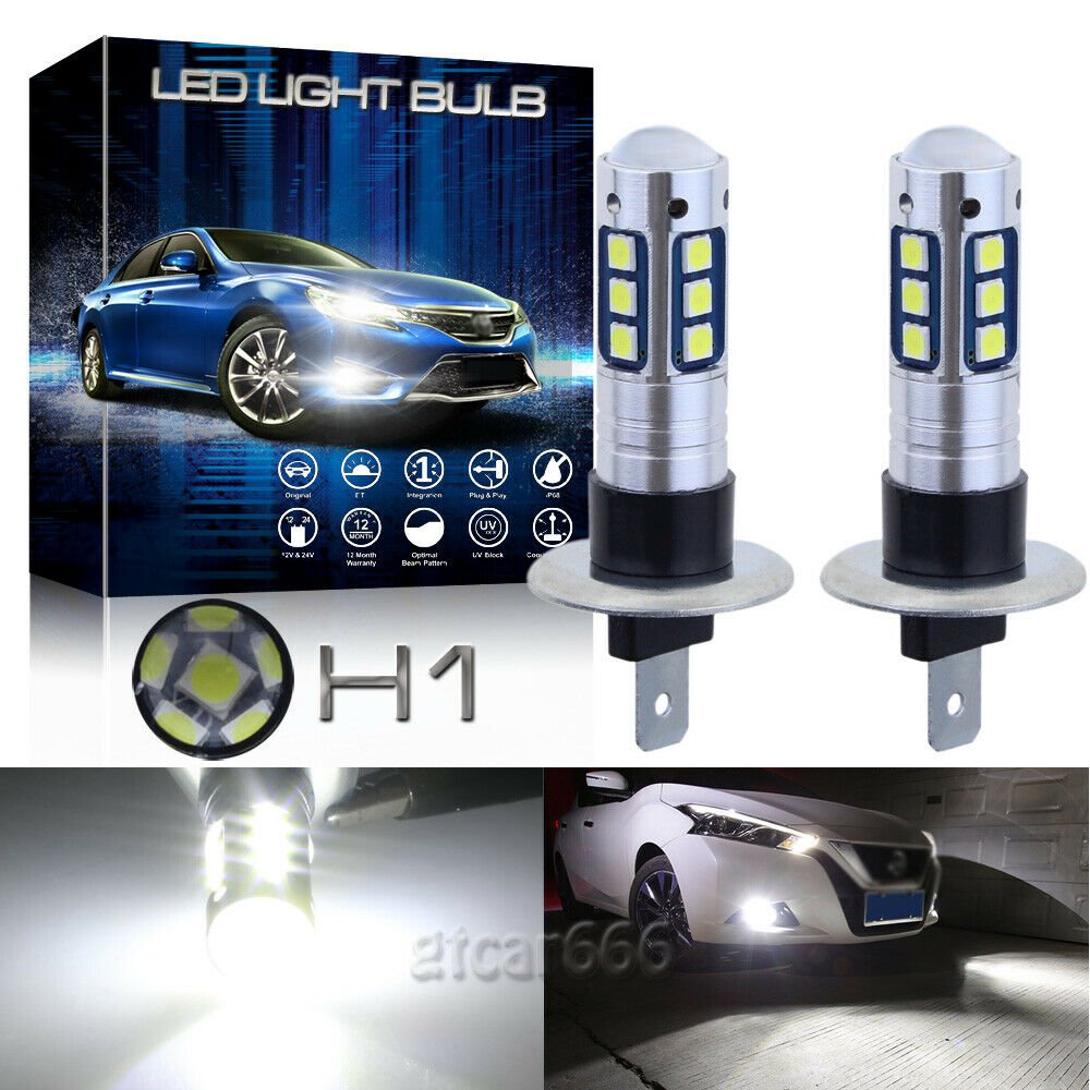 2x H1 15SMD Projector LED Fog Light Bulb Driving Lamp DRL Xenon White High Power