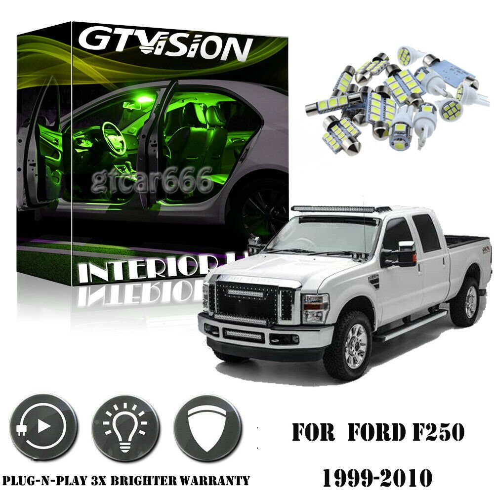14Pcs Green LED lights interior package For Ford F250 F350 Super Duty FS1G 99-10