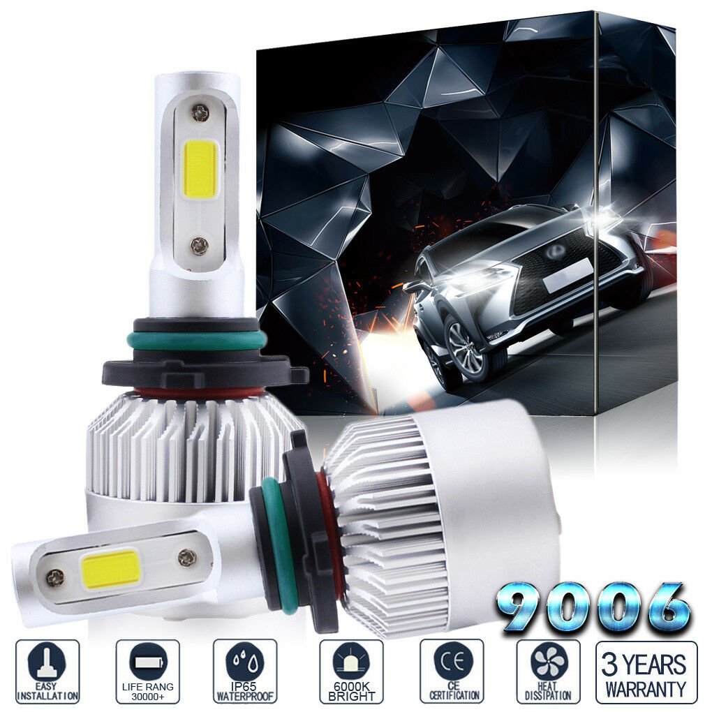 2PC 9006 HB4 LED Headlight Bulbs 1400W 210000LM COB 6000K Bright White Light Kit