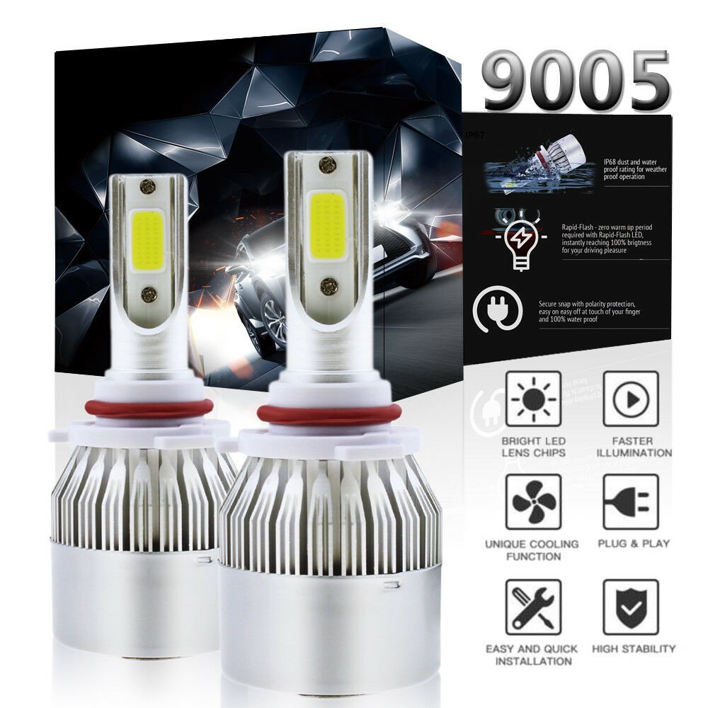 2-Side COB Chip LED Headlight Kit 9005 1300W 195000LM 6000K High Beam White Lamp