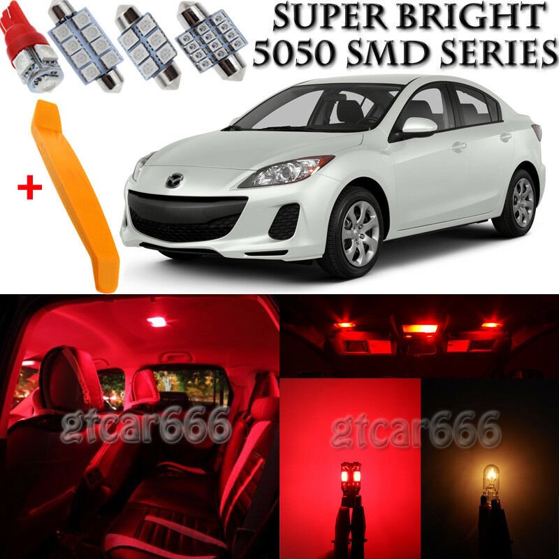 10 x Ultra Red Interior LED Lights Kit + TOOL For 2010-2013 Mazda 3 Mazdaspeed 3