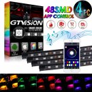 RGB 48 LED Car Atmosphere Interior Light Kit Wireless Phone APP Music Control