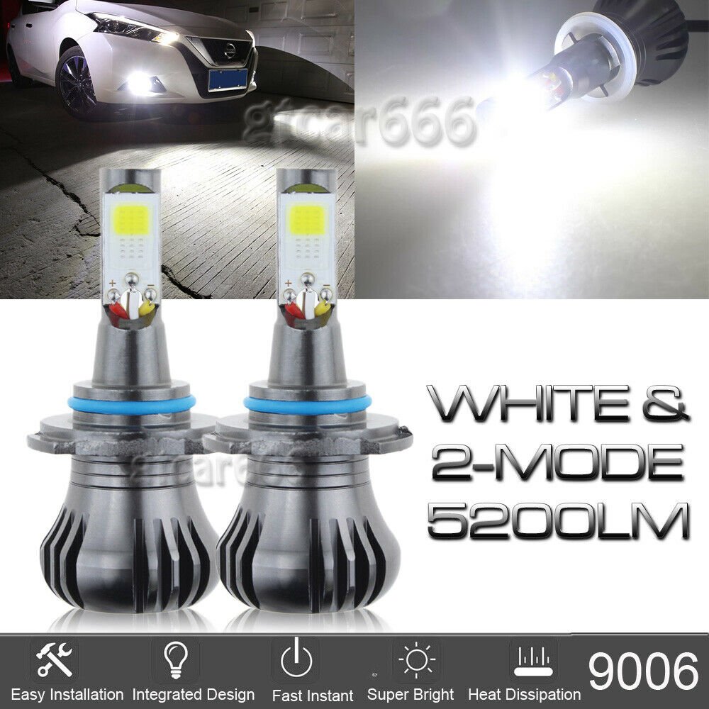 2x 9006 HB4 High Power LED COB 6000K Super White Fog Light Bulbs w/ 2-Mode Flash