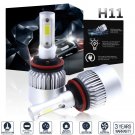 2x 1400W 210000LM 2 Sides COB LED Headlight Low Beam H8 H9 H11 6000K White Bulbs