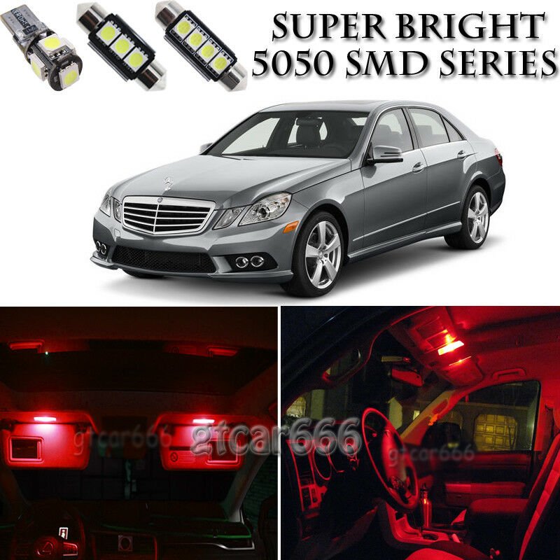 17pc Red LED Interior Light Bulb Package Kit For Mercedes Benz E-Class 2009-2012