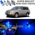 13 x Super Blue LED Interior Lights Package Kit For Toyota Highlander 2004-2007
