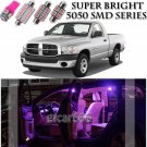 For Dodge Ram 1500 2002-2008 Pink LED Interior Kit + White LED License Light 8pc