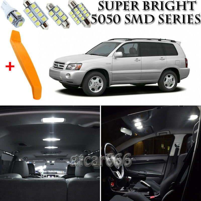 11x Xenon White Interior LED Lights Kit + TOOL For 2004 - 2007 Toyota Highlander