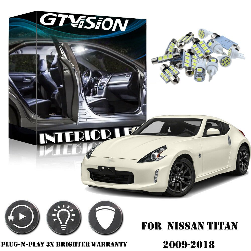5x Bright White 6K LED Lights Interior Package Kit For 2016-2018 Nissan Titan XD