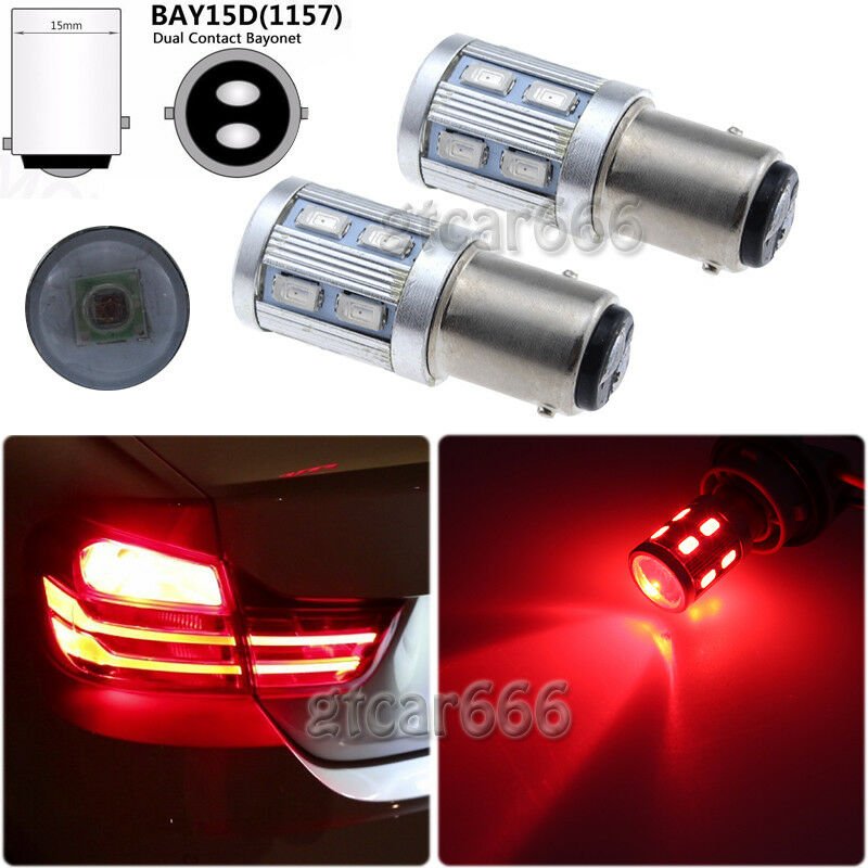 2x Pure Red 1157 Cree LED Turn Signal Light Brake Reserve Tail Stop Light Bulbs