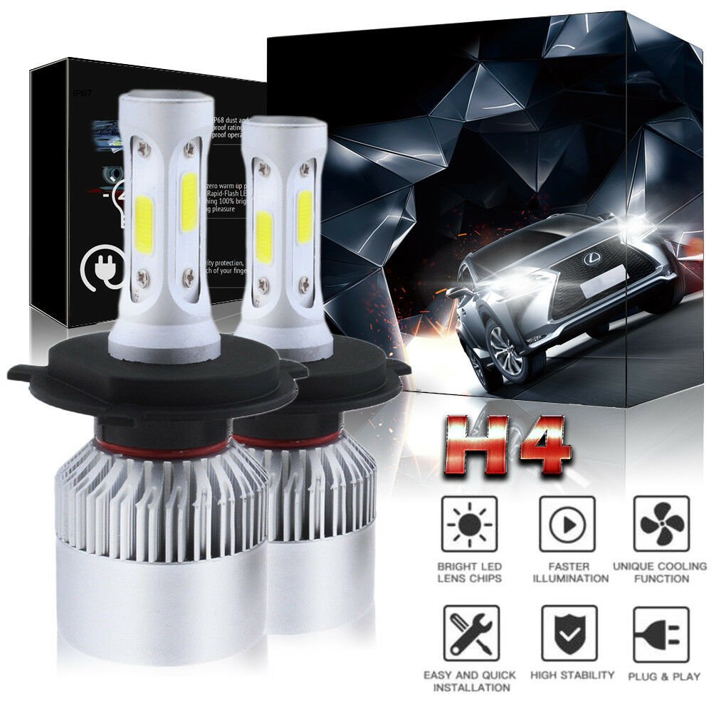 H4 9003 High Power LED Headlight Conversion Kit Motorcycle 6000K HID White Bulb