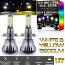 2X H7  LED Fog Driving Light Bulbs Dual Color Still / Flash Mode White + Yellow