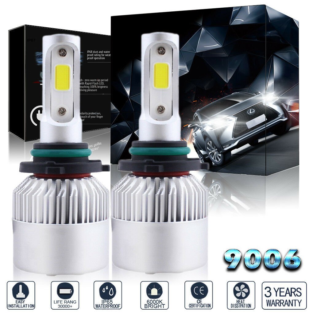 9006 HB4 COB LED Headlight Kit 1400W 210000LM Bulbs 6000K Xenon White Light Pair