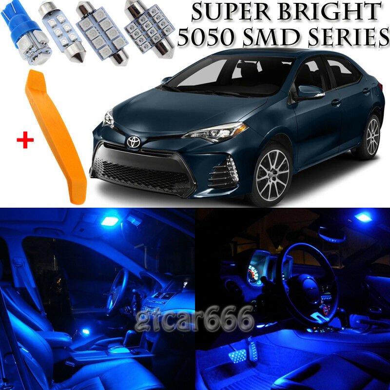 9 x Ultra Blue Interior LED Lights Kit + TOOL For 2016 - 2018 Toyota Corolla