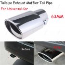63mm Car Universal Sliver Chrome Stainless Steel Exhaust Tail Muffler Tip Pipe