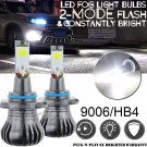 9006 HB4 6000K Bright White COB LED Fog Light Conversion Bulbs Kit w/ Flash Mode