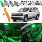 12x Ultra Green Interior LED Lights Kit + TOOL For 2002 - 2009 Chevy Trailblazer