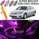 13 x Ultra PINK Interior LED Lights Kit + TOOL For 2007 - 2011 Toyota Camry