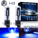 2PCS H3 12V LED Fog Light Bulb Driving Light Replacement Bright 10000K Blue DRL