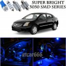 For Nissan Sentra 2007-2016 Blue LED Interior Kit + License Plate Light 8 Pieces