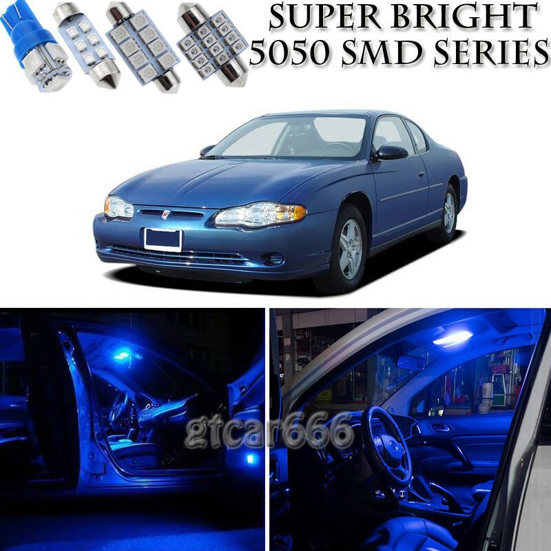 10pcs 5050 Blue LED Interior Lights Bulb Package Kit For 2000-2005 Monte Carlo