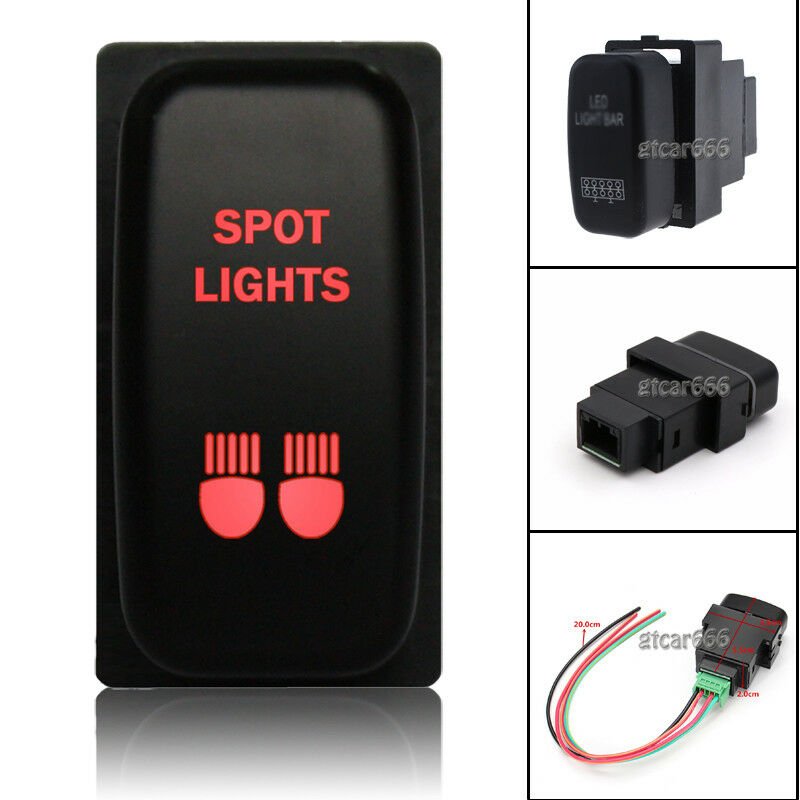 12VLED Red Push Switch SPOT LIGHTS For Mitsubishi Pajero Triton MN ML Challenger