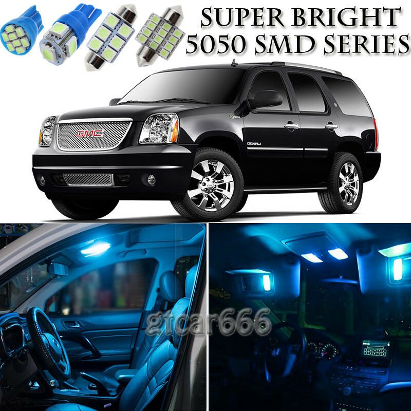 12pcs Ice Blue LED Interior Lights Bulb Package Kit For GMC Yukon 2007-2013