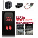 12V 3A SPOT LIGHTS Botton For Mitsubishi Pajero Triton MN ML Red LED Push Switch