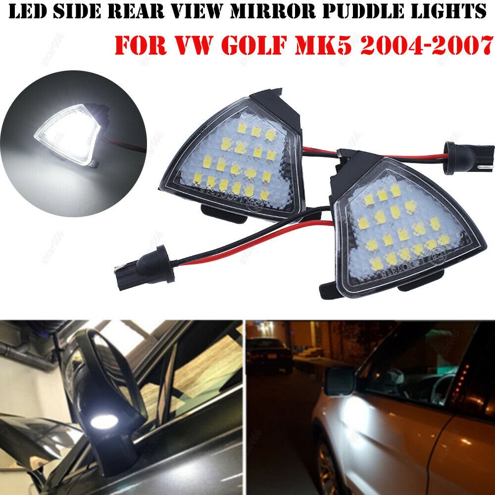 2x LED Side Mirror Rear View Under Puddle Light White Lamp For VW Golf MK5 04-07