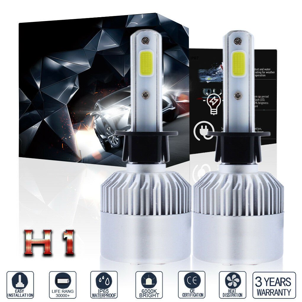 H1 LED Headlight Bulb 1400W 210000LM Pair COB 6000K Brihgt Xenon White Light Kit