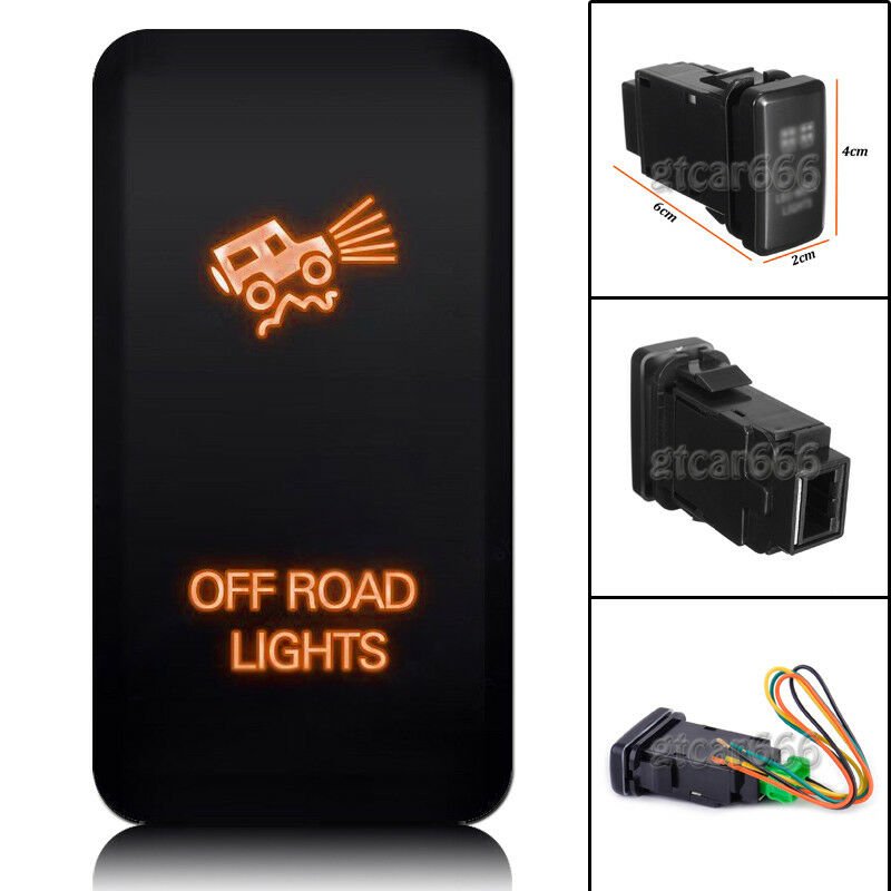 OFF ROAD LIGHTS Orange LED Push Switch For Toyota Fortuner Hilux Tacoma 05-2011