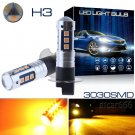 2X 15SMD H3 LED Fog Driving Light Bulbs 3000K Amber Yellow Daytime Running Light