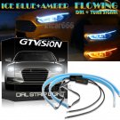 45CM LED DRL Daytime Running Strip Light Sequential Turn Signal ICE BLUE Amber