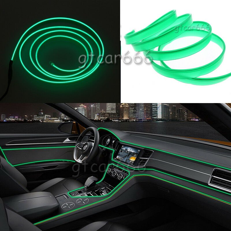 2M Green EL Wire Cold Light Strip Car Interior Unique Decor Fluorescent Neon 12V