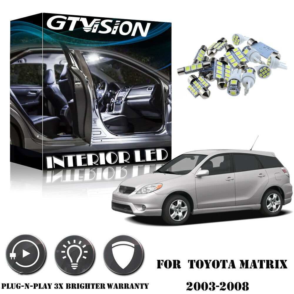 13 PCS Bright White LED Lights Interior Package Kit For Toyota Matrix 2003-2008
