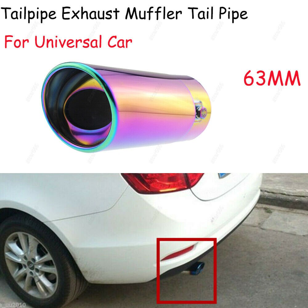 63mm Car Universal Pink Chrome Stainless Steel Exhaust Tail Muffler Tip Pipe