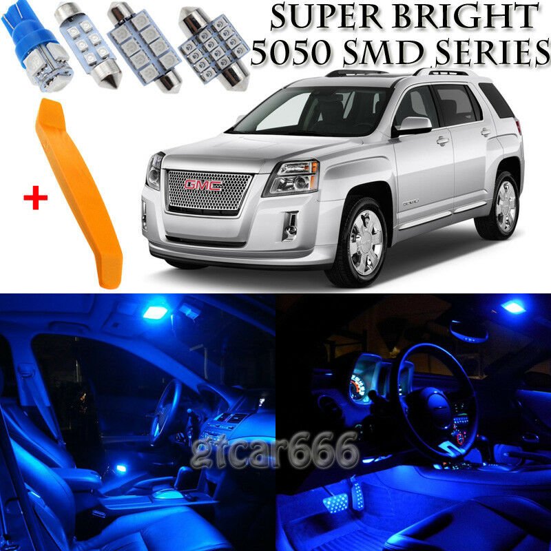 14 x Ultra Blue Interior LED Lights Kit + TOOL For 2010 - 2015 GMC Terrain