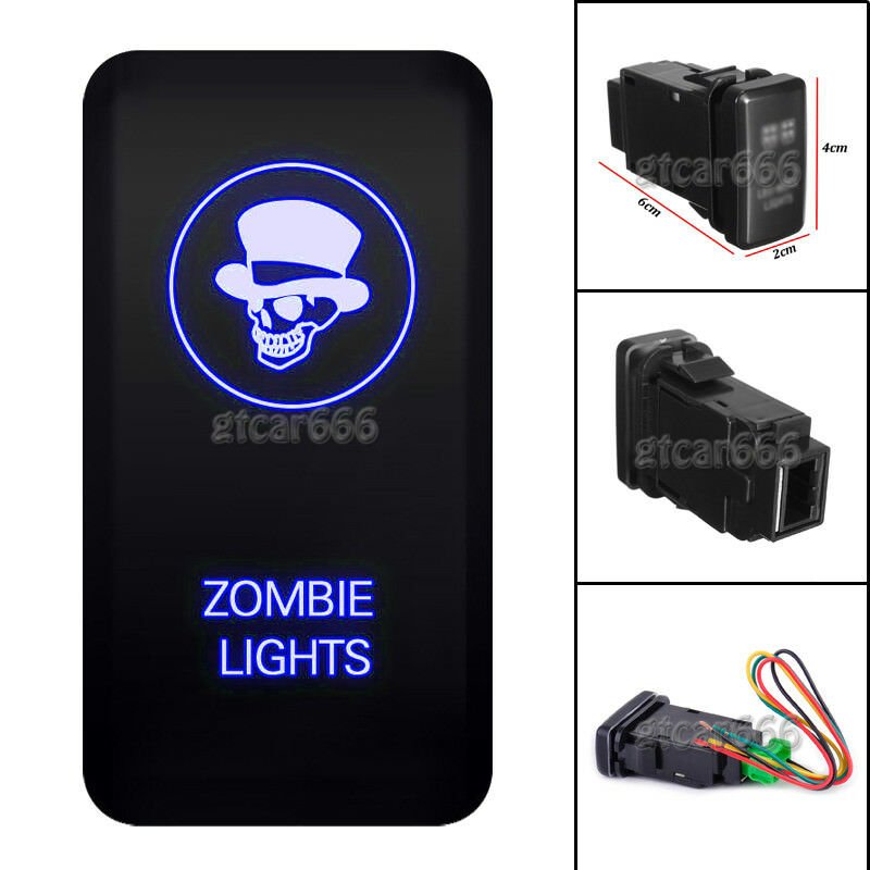 12V Zombie Light Blue LED Push Switch For Toyota Fortuner Hilux Tacoma 2005-2011