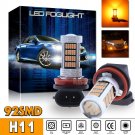2x 92SMD H8 H11 H9 Fog Light Amber Yellow LED Projector Driving Bulbs High Power