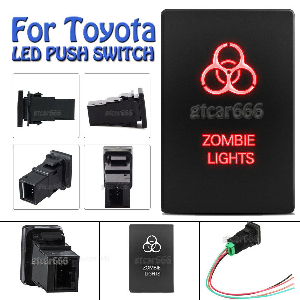 Red LED Push Switch ZOMBIE LIGHTS for Toyota Highlander Sequoia Tundra 4Runner