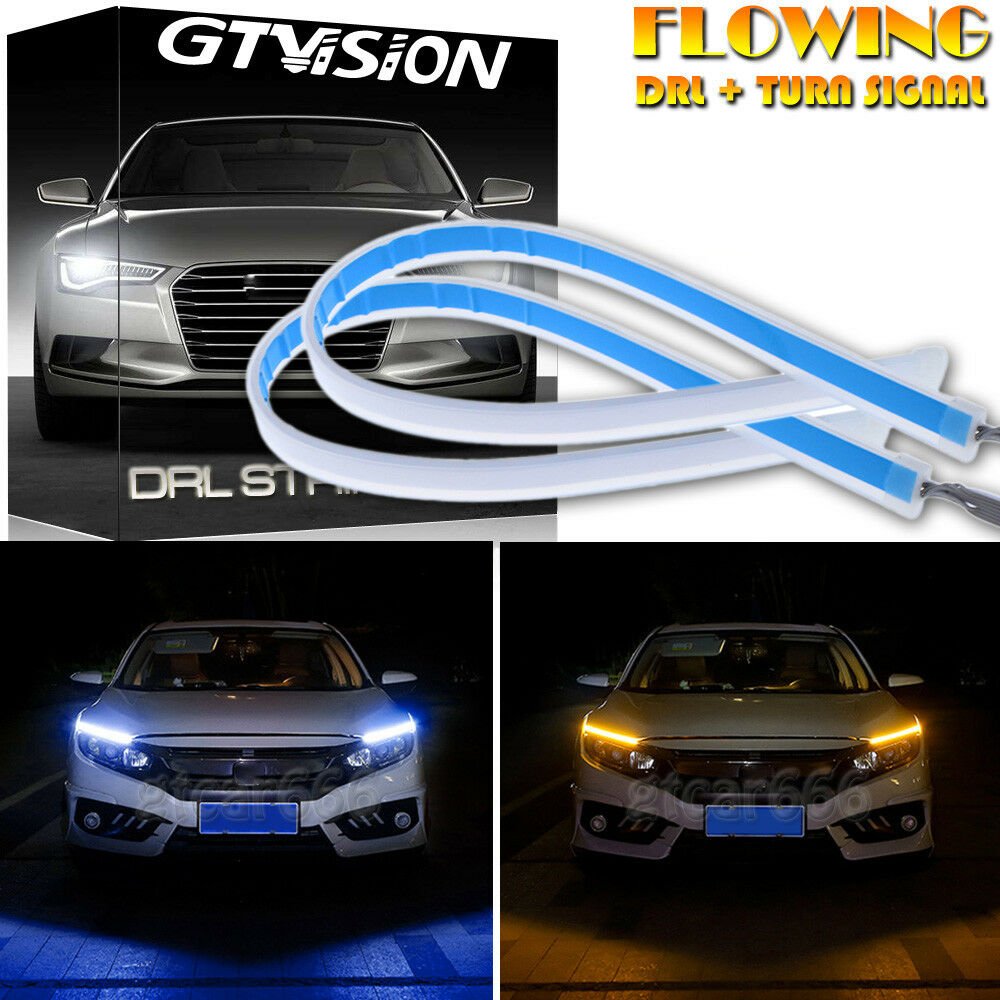 30CM Flexible Switchback LED Knight Rider Strip Light Sequential DRL Blue Amber