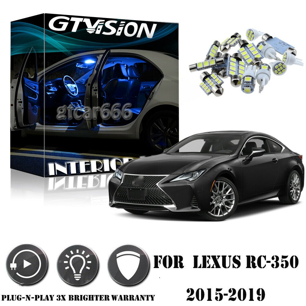 9x Blue LED Lights Interior Package for 2015 2016 2017 & UP LEXUS RC-350 F RC-F