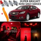 9 x Ultra Red Interior LED Lights Kit + TOOL For 2008 - 2013 Chevrolet Malibu
