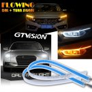 2x45CM LED Switchback White DRL Strip Light Sequential Flowing Amber Turn Signal