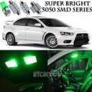 For Mitsubishi Lancer 2008-2015 Green LED Interior Kit + License Plate Light 8PC
