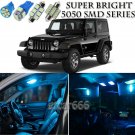 8pcs Ice Blue LED Interior Lights Bulb Package Kit For Jeep Wrangler 2007-2015