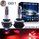 2x 15-3030SMD 881 889 Red LED Projector Fog Driving Daytime Running Lights Bulbs